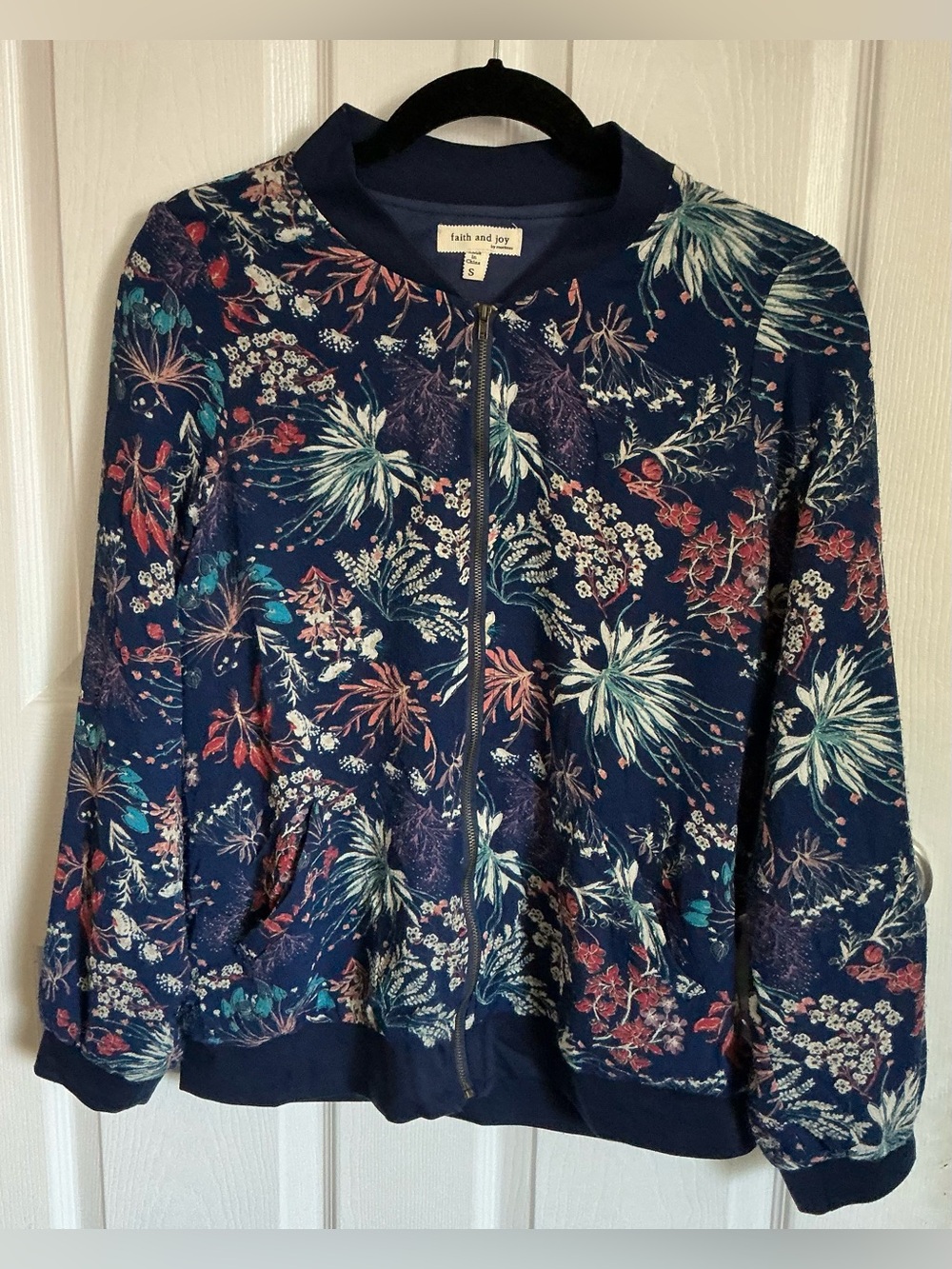 Floral blue bomber jacket